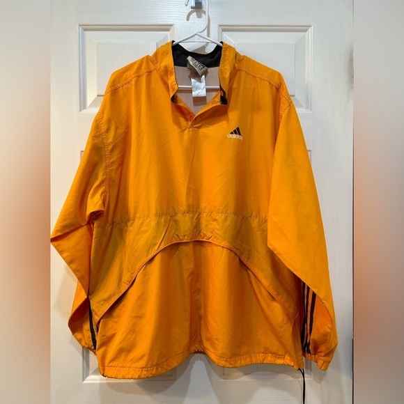 Vintage Adidas 1/4 Zip Sz Large Yellow Windbreaker Track Jacket Oversize Vented - Picture 1 of 10